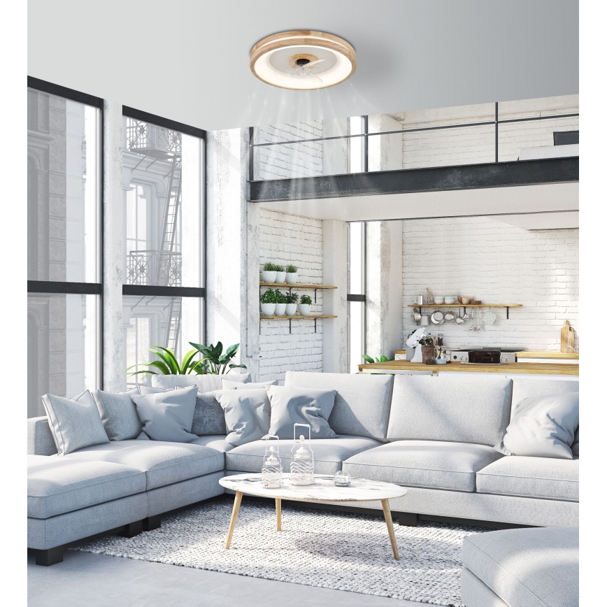Globo - LED stropna svjetiljka s ventilatorom, prigušivač svjetla LED/30W/230V 2700-6500K smeđa + daljinski upravljač
