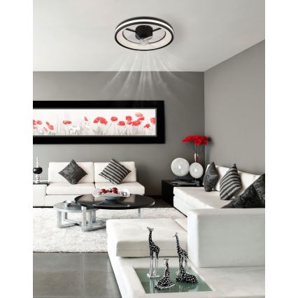 Globo - LED Prigušiva stropna svjetiljka s ventilatorom LED/30W/230V 2700-6500K crna + daljinski upravljač