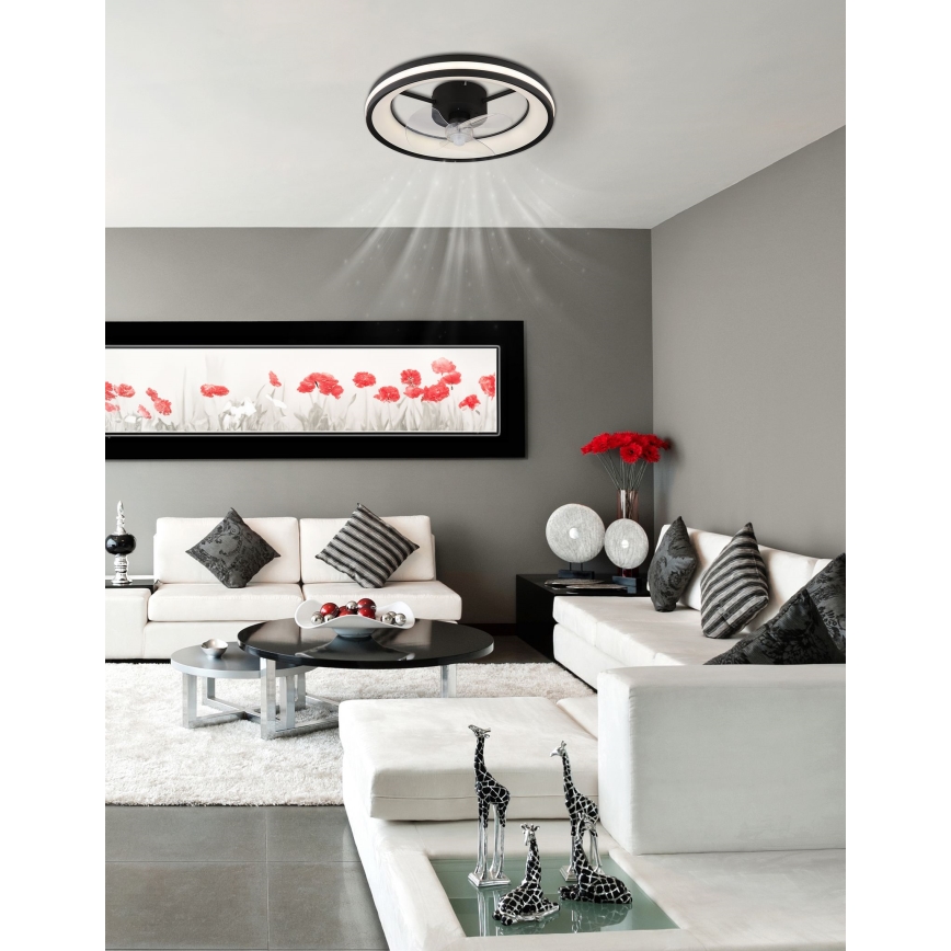 Globo - LED Prigušiva stropna svjetiljka s ventilatorom LED/30W/230V 2700-6500K crna + daljinski upravljač