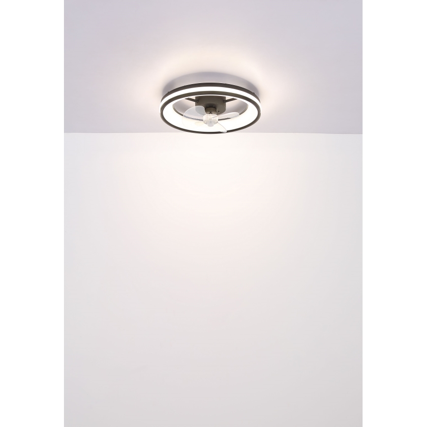 Globo - LED Prigušiva stropna svjetiljka s ventilatorom LED/30W/230V 2700-6500K crna + daljinski upravljač