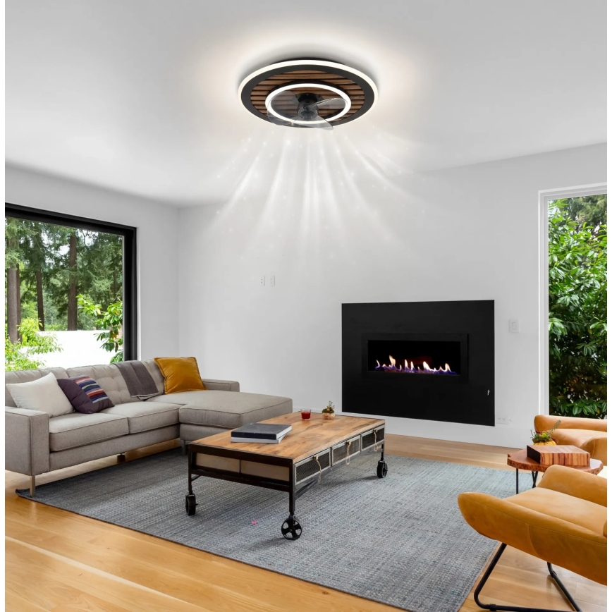 Globo - Stropni LED ventilator s mogućnošću prigušivanja LED/36W/230V 2700-6000K crna + daljinski upravljač