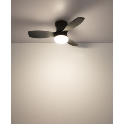 Globo - Prigušivi stropni ventilator s LED/15W/230V 2700-6500K crni + daljinski upravljač