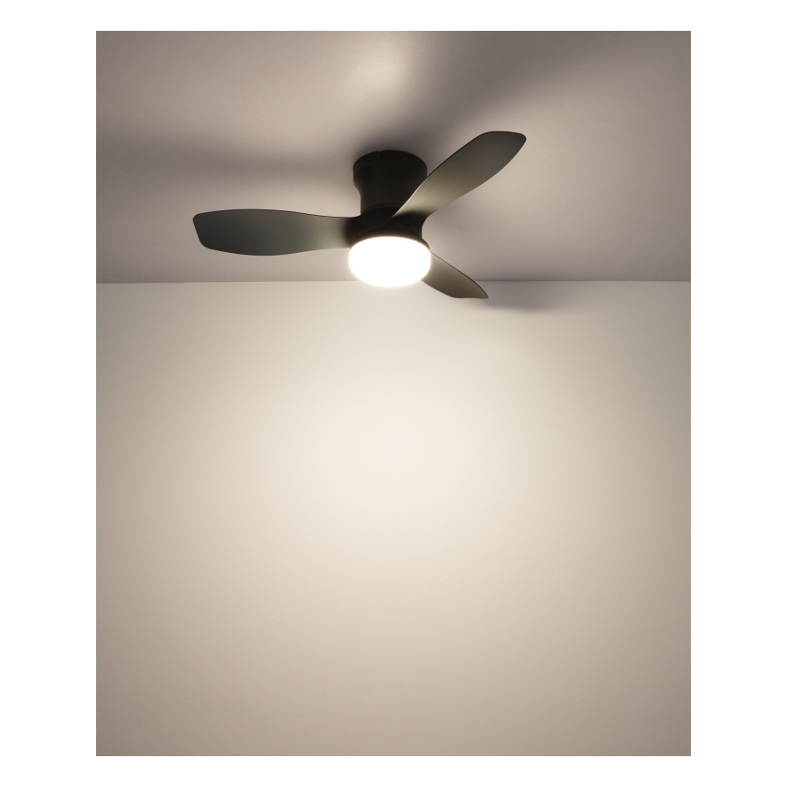 Globo - Prigušivi stropni ventilator s LED/15W/230V 2700-6500K crni + daljinski upravljač