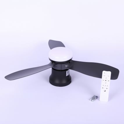 Globo - Prigušivi stropni ventilator s LED/15W/230V 2700-6500K crni + daljinski upravljač