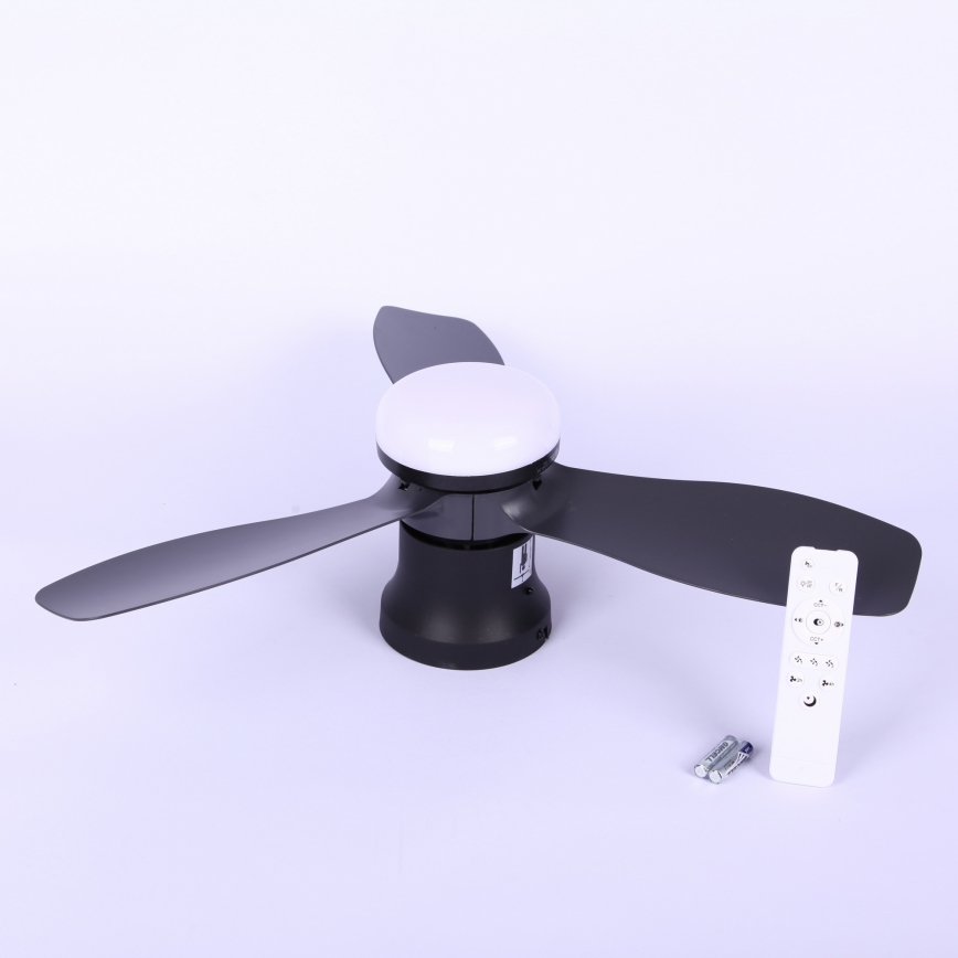 Globo - Prigušivi stropni ventilator s LED/15W/230V 2700-6500K crni + daljinski upravljač