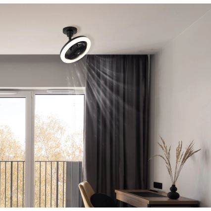 Globo - LED stropni ventilator s mogućnošću prigušivanja LED/20W/230V 3000-6500K crni + daljinski upravljač