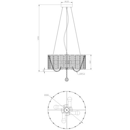 Globo - Kristalni luster na sajli 4xE14/40W/230V