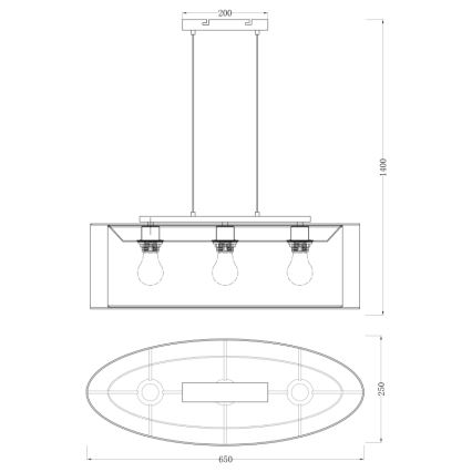 Globo - Luster na sajli 3xE27/60W/230V