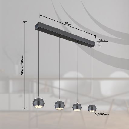 Globo - LED Luster na sajli 4xLED/6W/230V