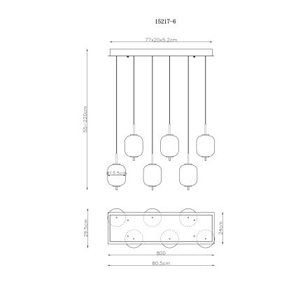 Globo - LED Luster na sajli 6xLED/6,7W/230V