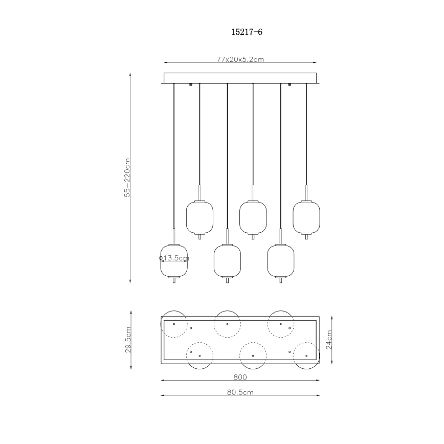 Globo - LED Luster na sajli 6xLED/6,7W/230V