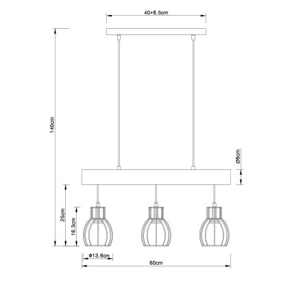 Globo - Luster na sajli 3xE27/60W/230V