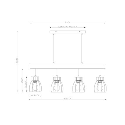 Globo - Luster na sajli 4xE27/40W/230V