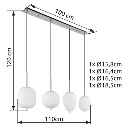 Globo - Luster na sajli 4xE14/40W/230V bijela
