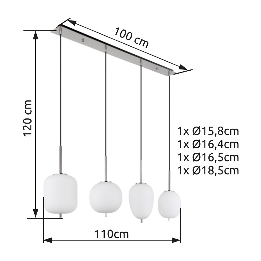 Globo - Luster na sajli 4xE14/40W/230V bijela