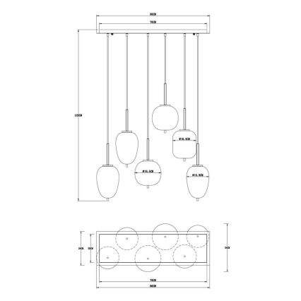 Globo - Luster na sajli 6xE14/40W/230V crna