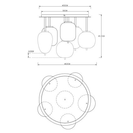 Globo - Nadgradni luster 6xE14/40W/230V crna