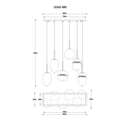 Globo - Luster na sajli 6xE14/40W/230V krom