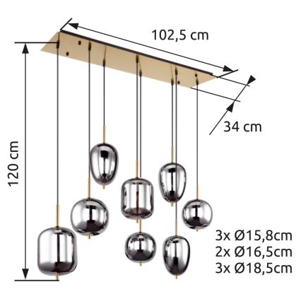 Globo - Luster na sajli 8xE14/40W/230V dimna