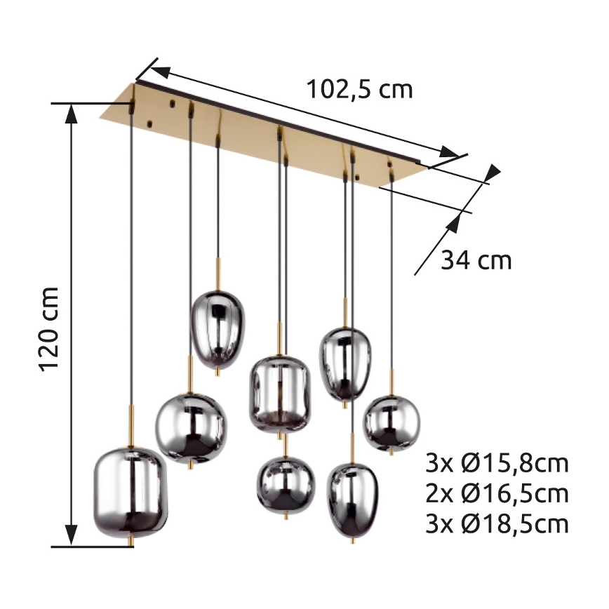 Globo - Luster na sajli 8xE14/40W/230V dimna