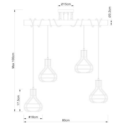 Globo - Luster na sajli 4xE27/60W/230V