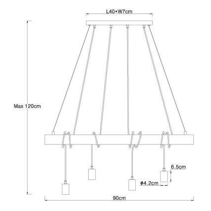 Globo - Luster na sajli 4xE27/60W/230V