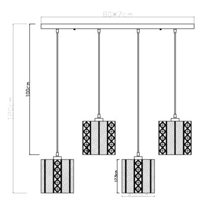 Globo - Luster na sajli 4xE27/60W/230V zlatna/crna