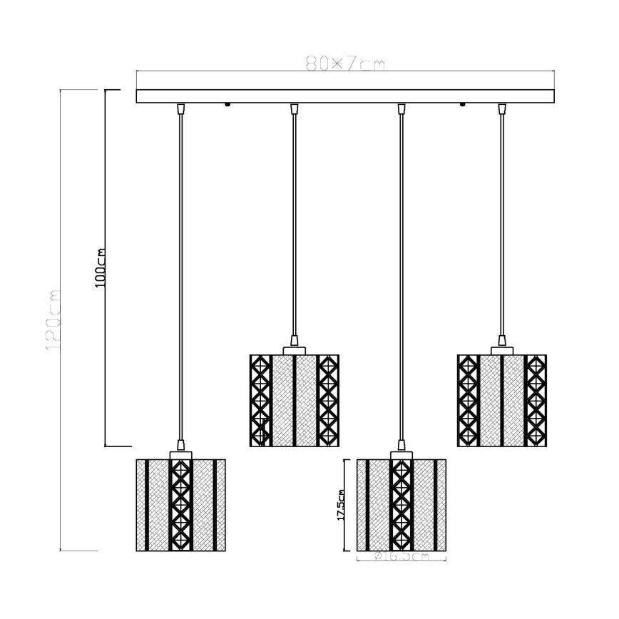 Globo - Luster na sajli 4xE27/60W/230V zlatna/crna