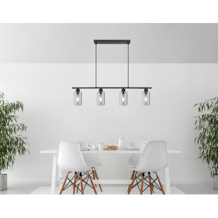 Globo - Luster na sajli 4xE27/60W/230V crna