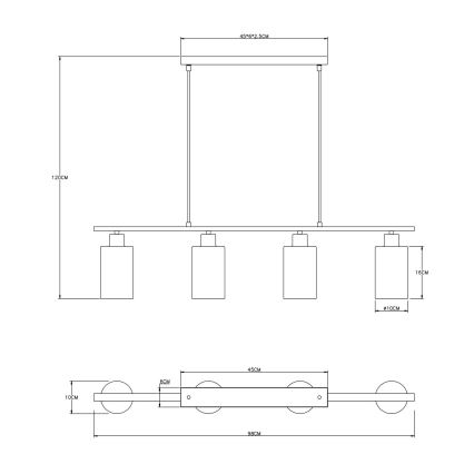 Globo - Luster na sajli 4xE27/60W/230V crna