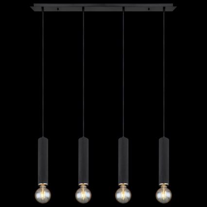 Globo - Luster na sajli 4xE27/60W/230V crno drvo