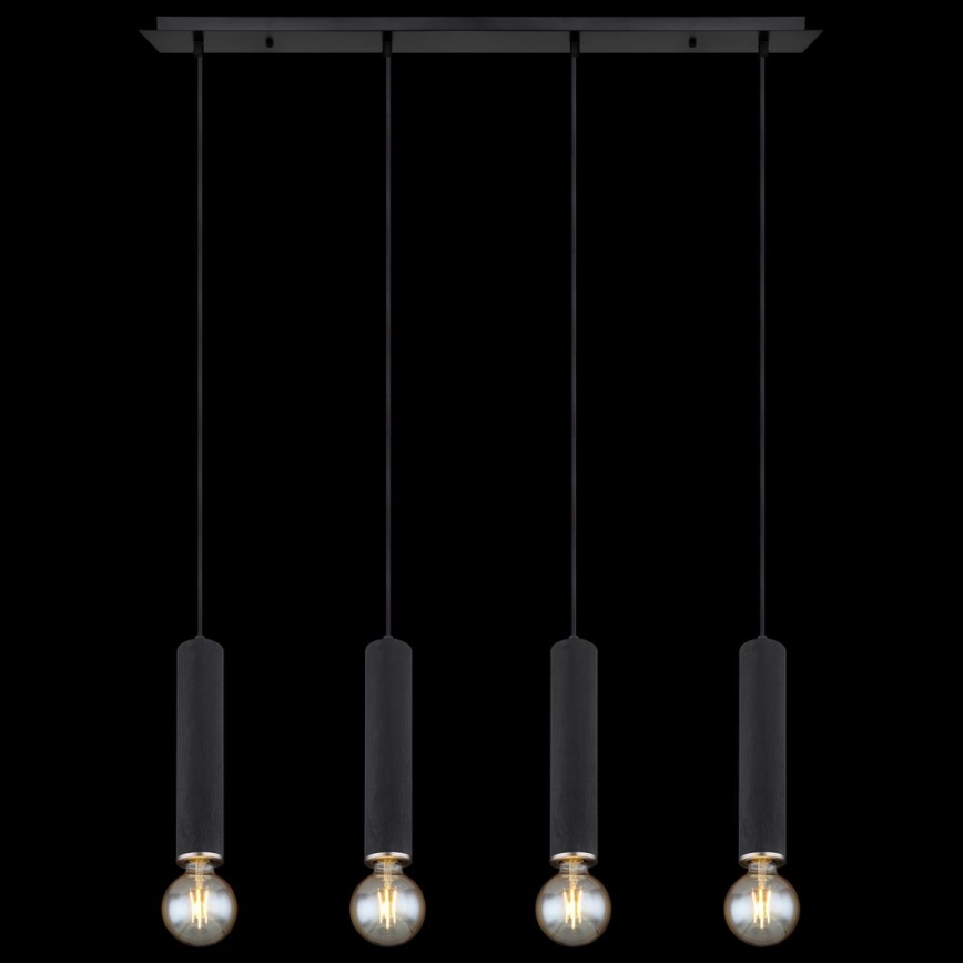 Globo - Luster na sajli 4xE27/60W/230V crno drvo