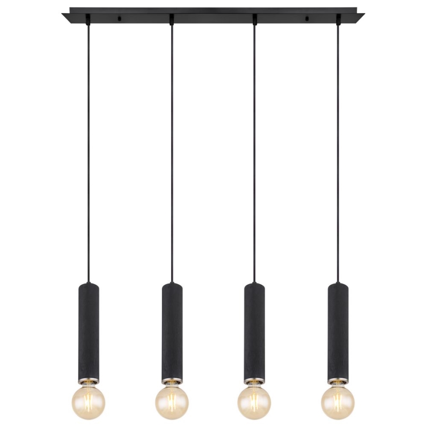 Globo - Luster na sajli 4xE27/60W/230V crno drvo