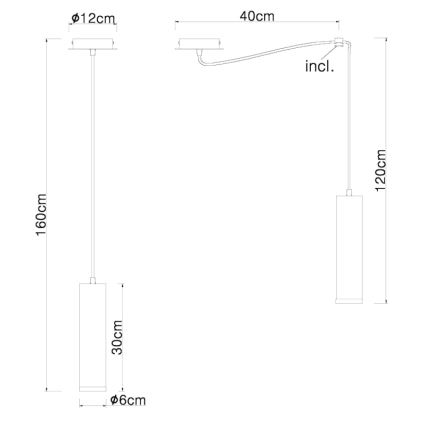 Globo - Luster na sajli 1xE27/60W/230V crno drvo