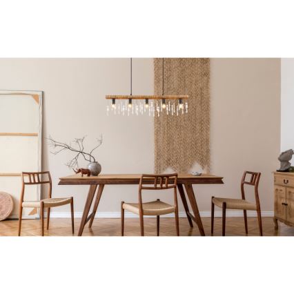 Globo 15532-5H - Luster na kablu KIRA 5xE14/40W/230V crna/smeđa