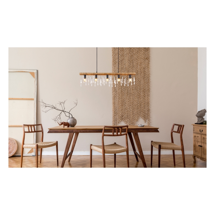 Globo 15532-5H - Luster na kablu KIRA 5xE14/40W/230V crna/smeđa