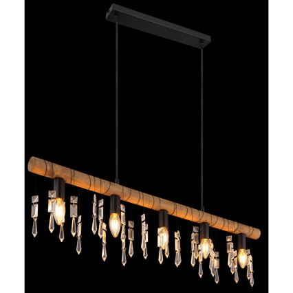 Globo 15532-5H - Luster na kablu KIRA 5xE14/40W/230V crna/smeđa