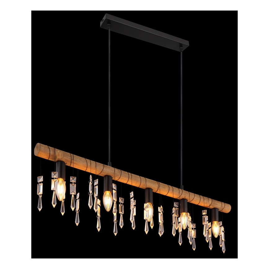 Globo 15532-5H - Luster na kablu KIRA 5xE14/40W/230V crna/smeđa