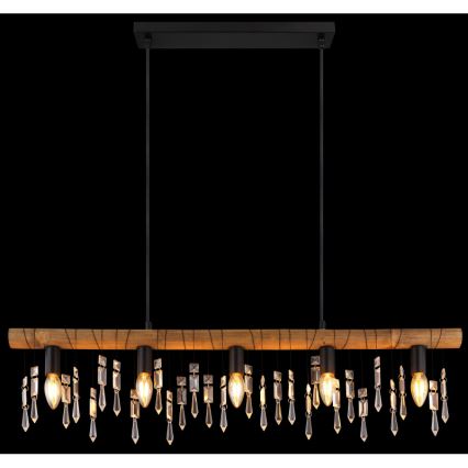 Globo 15532-5H - Luster na kablu KIRA 5xE14/40W/230V crna/smeđa