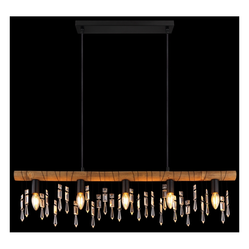 Globo 15532-5H - Luster na kablu KIRA 5xE14/40W/230V crna/smeđa