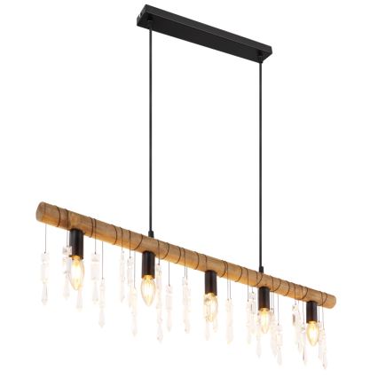 Globo 15532-5H - Luster na kablu KIRA 5xE14/40W/230V crna/smeđa