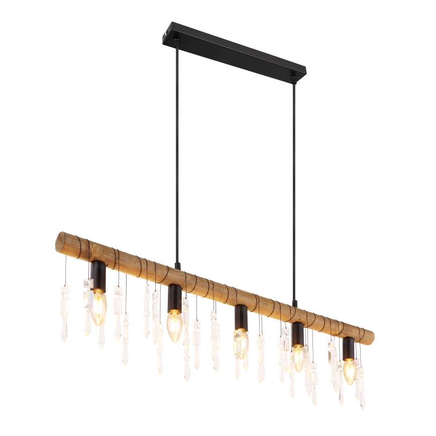 Globo 15532-5H - Luster na kablu KIRA 5xE14/40W/230V crna/smeđa