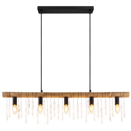 Globo 15532-5H - Luster na kablu KIRA 5xE14/40W/230V crna/smeđa