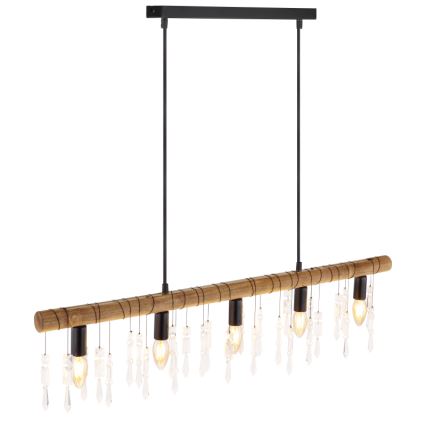 Globo 15532-5H - Luster na kablu KIRA 5xE14/40W/230V crna/smeđa