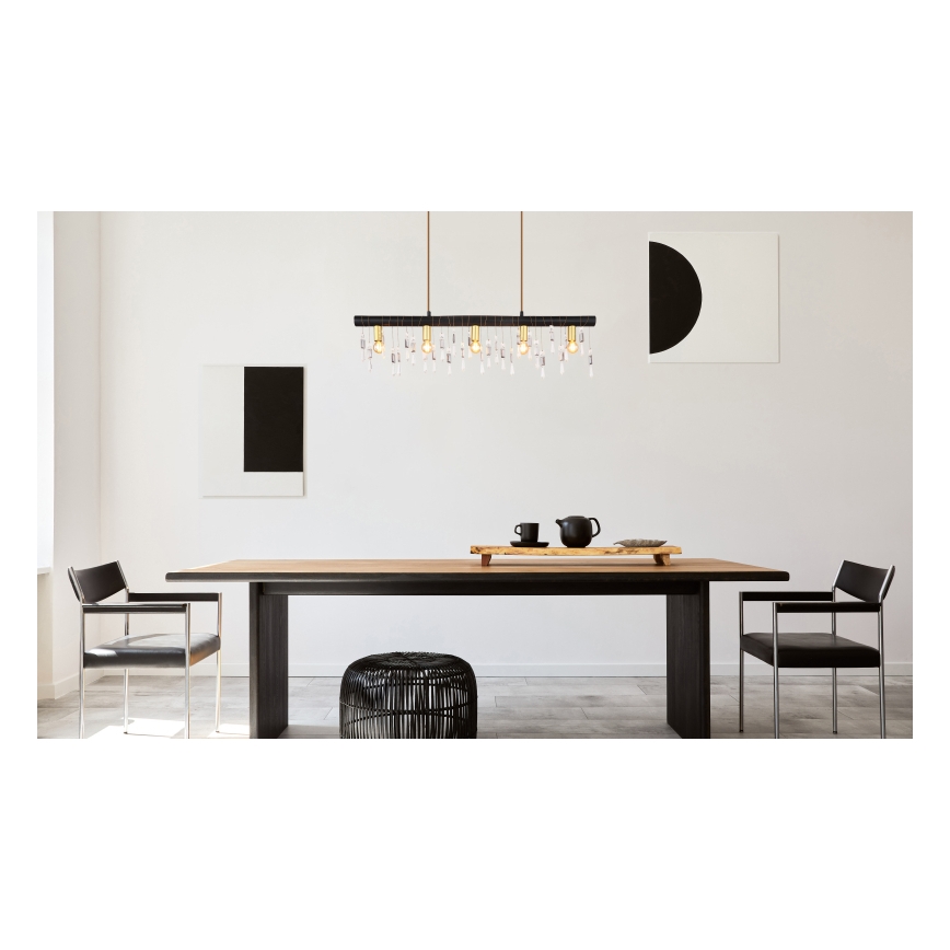 Globo 15532-5HB - Luster na sajli KIRA 5xE14/40W/230V crna