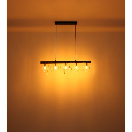 Globo 15532-5HB - Luster na sajli KIRA 5xE14/40W/230V crna