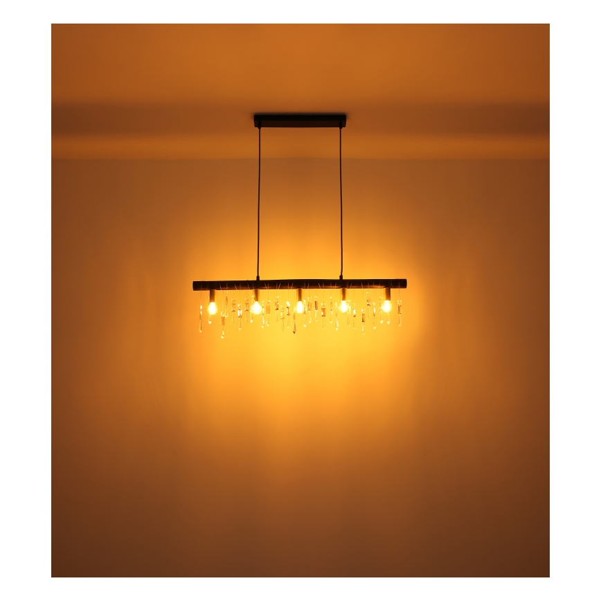 Globo 15532-5HB - Luster na sajli KIRA 5xE14/40W/230V crna