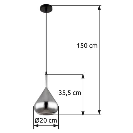 Globo - Luster na sajli 1xE27/60W/230V pr. 20 cm crna