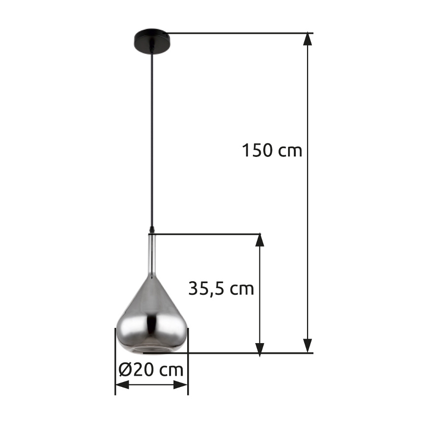Globo - Luster na sajli 1xE27/60W/230V pr. 20 cm crna
