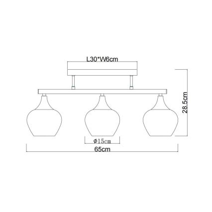 Globo - Nadgradni luster 3xE27/40W/230V crna